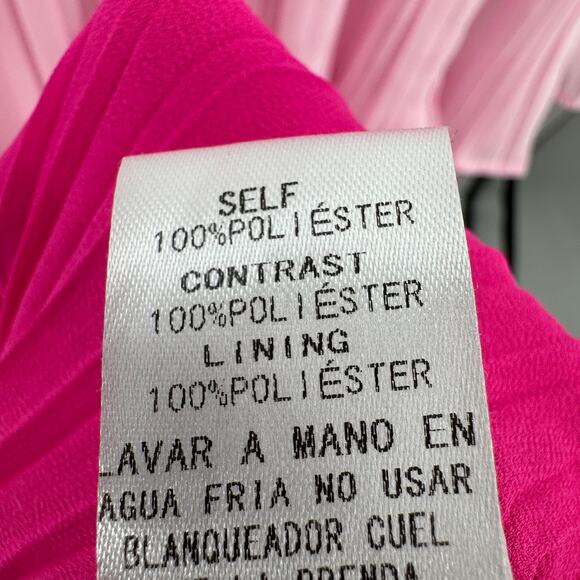 She + Sky Ombre Tiered Pleated Midi Dress WMNS S Pink White Flowy V-Neck Ruffled - Picture 11 of 11